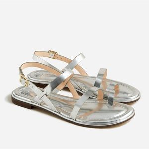 NWT J. Crew Menorca Toe-Ring Slingback Sandals Silver 5.5